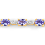 Bids.com 1.56 Carat Genuine Tanzanite and White Diamond .925 Sterling Silver Bracelet Bracelets