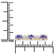 Bids.com 1.56 Carat Genuine Tanzanite and White Diamond .925 Sterling Silver Bracelet Bracelets