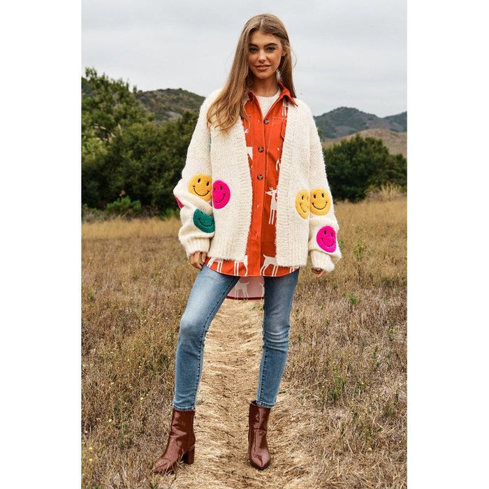 The Fuzzy Smile Long Bell Sleeve Knit Cardigan