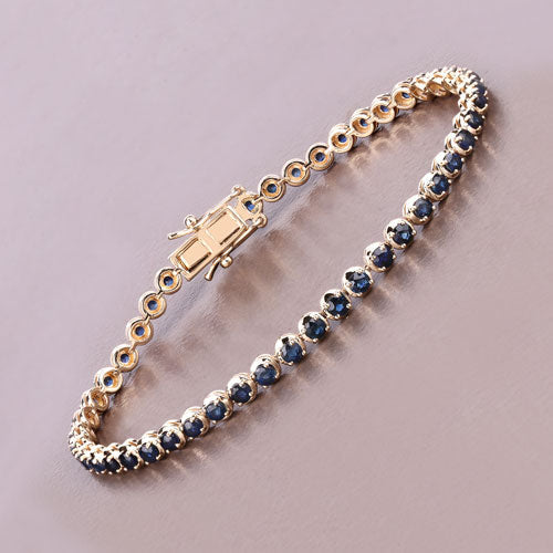 Bids.com 3.13 Carat Genuine Blue Sapphire 14K Yellow Gold Bracelet Bracelets