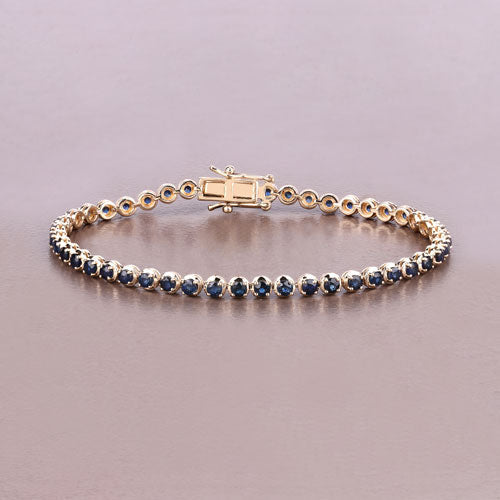 Bids.com 3.13 Carat Genuine Blue Sapphire 14K Yellow Gold Bracelet Bracelets