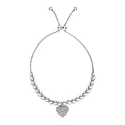 Bids.com Adjustable Bead Bracelet with Round Charm and Cubic Zirconias in Sterling Silver Bracelets