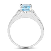 Bids.com 1.62 Carat Genuine Blue Topaz and White Topaz .925 Sterling Silver Ring Rings