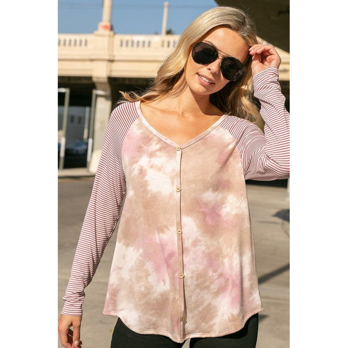 Plus Tie Dye Mixed Top