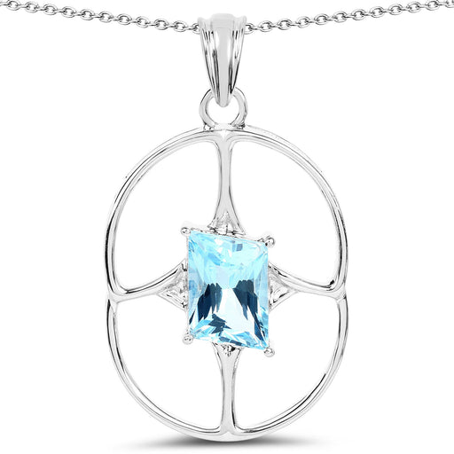 Bids.com 5.26 Carat Genuine Swiss Blue Topaz .925 Sterling Silver Pendant Pendants