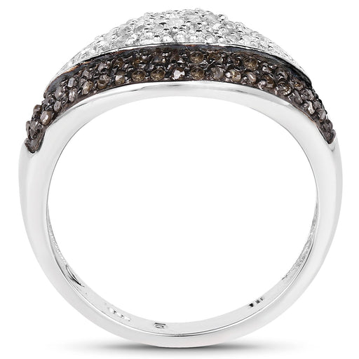Bids.com 0.50 Carat Genuine Champagne Diamond and White Diamond .925 Sterling Silver Ring Rings