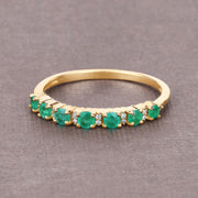 Bids.com 0.41 Carat Genuine Zambian Emerald and White Diamond 14K Yellow Gold Ring Rings