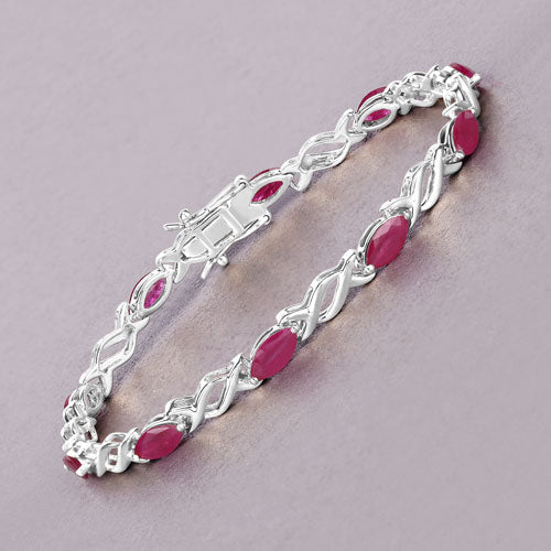Bids.com 5.00 Carat Genuine Ruby 10K White Gold Bracelet Bracelets