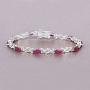 Bids.com 5.00 Carat Genuine Ruby 10K White Gold Bracelet Bracelets