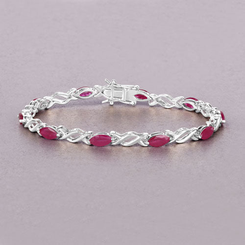 Bids.com 5.00 Carat Genuine Ruby 10K White Gold Bracelet Bracelets