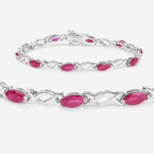 Bids.com 5.00 Carat Genuine Ruby 10K White Gold Bracelet Bracelets