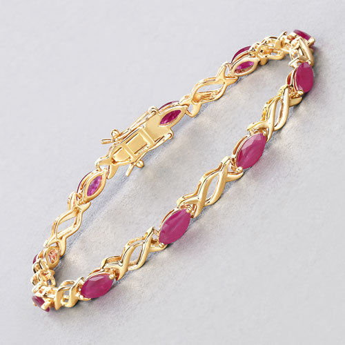 Bids.com 5.00 Carat Genuine Ruby 10K Yellow Gold Bracelet Bracelets