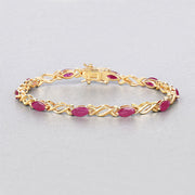 Bids.com 5.00 Carat Genuine Ruby 10K Yellow Gold Bracelet Bracelets