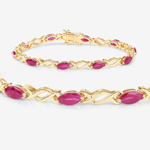 Bids.com 5.00 Carat Genuine Ruby 10K Yellow Gold Bracelet Bracelets