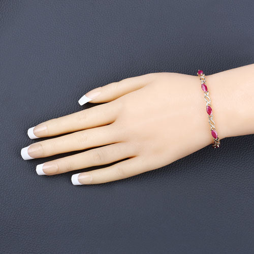 Bids.com 5.00 Carat Genuine Ruby 10K Yellow Gold Bracelet Bracelets