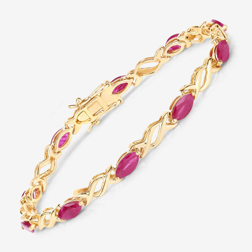 Bids.com 5.00 Carat Genuine Ruby 10K Yellow Gold Bracelet Bracelets