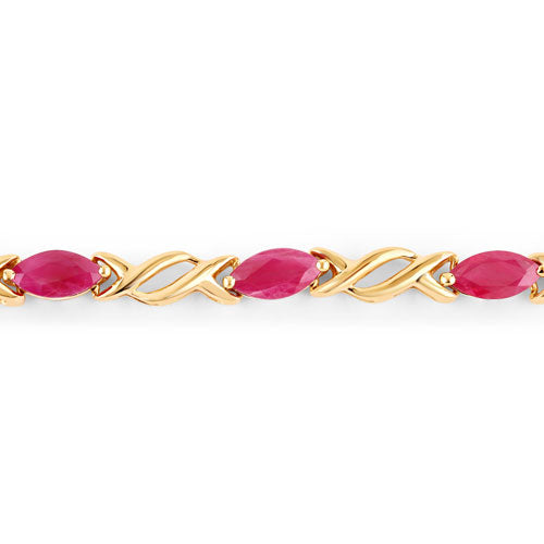 Bids.com 5.00 Carat Genuine Ruby 10K Yellow Gold Bracelet Bracelets