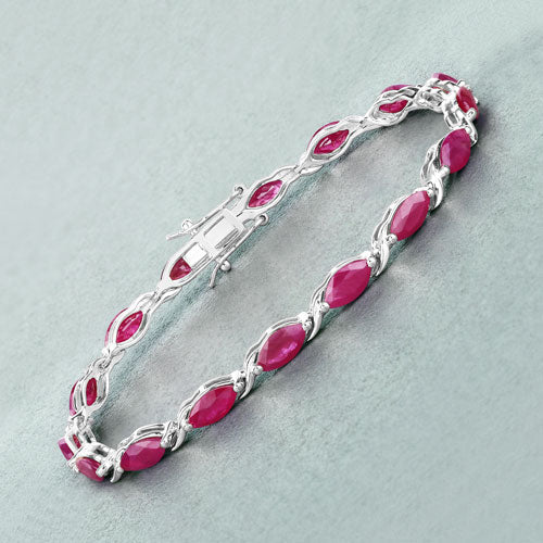Bids.com 8.00 Carat Genuine Ruby 10K White Gold Bracelet Bracelets