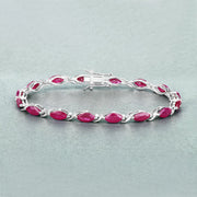 Bids.com 8.00 Carat Genuine Ruby 10K White Gold Bracelet Bracelets