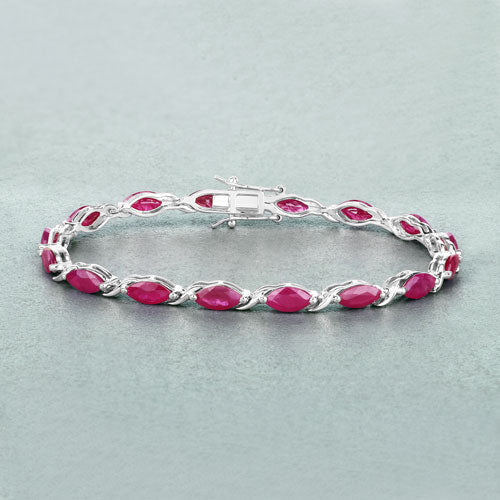 Bids.com 8.00 Carat Genuine Ruby 10K White Gold Bracelet Bracelets