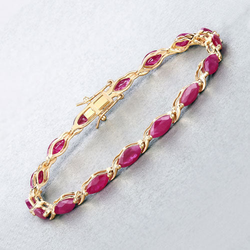 Bids.com 8.00 Carat Genuine Ruby 10K Yellow Gold Bracelet Bracelets