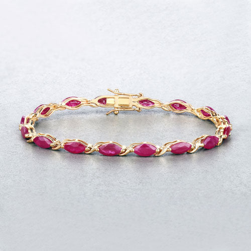 Bids.com 8.00 Carat Genuine Ruby 10K Yellow Gold Bracelet Bracelets