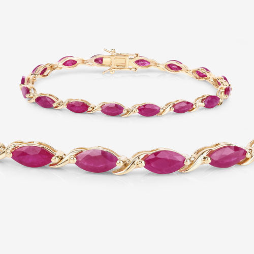 Bids.com 8.00 Carat Genuine Ruby 10K Yellow Gold Bracelet Bracelets