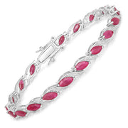 Bids.com 7.78 Carat Genuine Ruby and White Diamond 10K White Gold Bracelet Bracelets