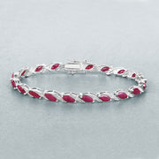 Bids.com 7.78 Carat Genuine Ruby and White Diamond 10K White Gold Bracelet Bracelets