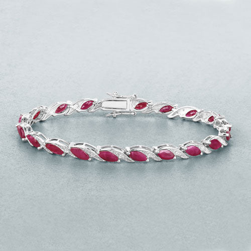 Bids.com 7.78 Carat Genuine Ruby and White Diamond 10K White Gold Bracelet Bracelets