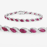Bids.com 7.78 Carat Genuine Ruby and White Diamond 10K White Gold Bracelet Bracelets