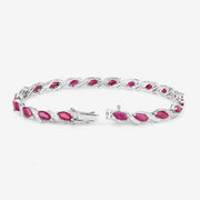 Bids.com 7.78 Carat Genuine Ruby and White Diamond 10K White Gold Bracelet Bracelets