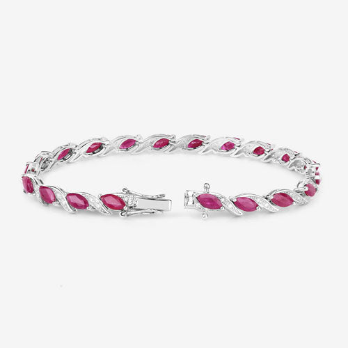 Bids.com 7.78 Carat Genuine Ruby and White Diamond 10K White Gold Bracelet Bracelets