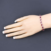 Bids.com 7.78 Carat Genuine Ruby and White Diamond 10K White Gold Bracelet Bracelets