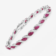 Bids.com 7.78 Carat Genuine Ruby and White Diamond 10K White Gold Bracelet Bracelets