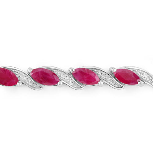 Bids.com 7.78 Carat Genuine Ruby and White Diamond 10K White Gold Bracelet Bracelets