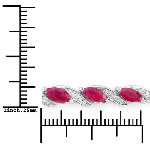 Bids.com 7.78 Carat Genuine Ruby and White Diamond 10K White Gold Bracelet Bracelets