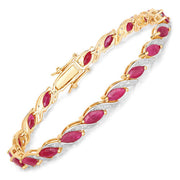Bids.com 7.78 Carat Genuine Ruby and White Diamond 10K Yellow Gold Bracelet Bracelets