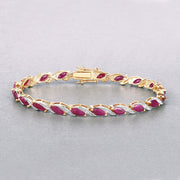 Bids.com 7.78 Carat Genuine Ruby and White Diamond 10K Yellow Gold Bracelet Bracelets