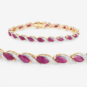Bids.com 7.78 Carat Genuine Ruby and White Diamond 10K Yellow Gold Bracelet Bracelets