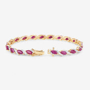 Bids.com 7.78 Carat Genuine Ruby and White Diamond 10K Yellow Gold Bracelet Bracelets