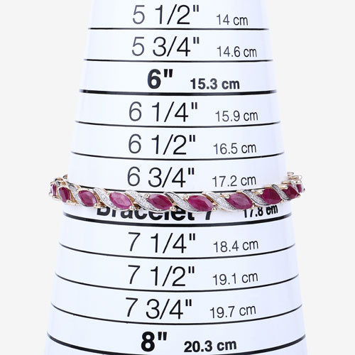 Bids.com 7.78 Carat Genuine Ruby and White Diamond 10K Yellow Gold Bracelet Bracelets