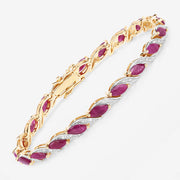 Bids.com 7.78 Carat Genuine Ruby and White Diamond 10K Yellow Gold Bracelet Bracelets