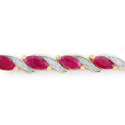 Bids.com 7.78 Carat Genuine Ruby and White Diamond 10K Yellow Gold Bracelet Bracelets