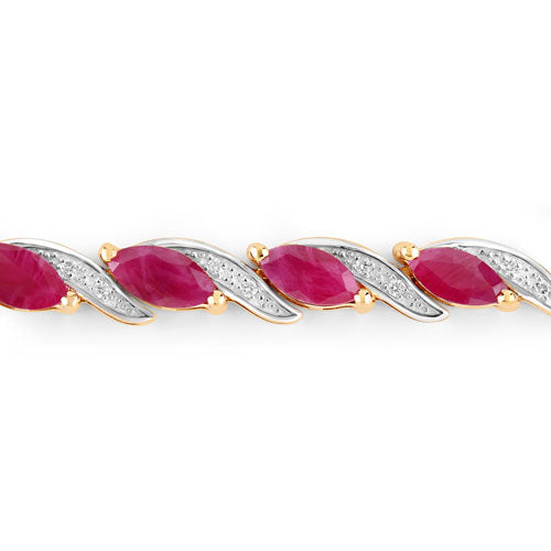 Bids.com 7.78 Carat Genuine Ruby and White Diamond 10K Yellow Gold Bracelet Bracelets