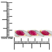 Bids.com 7.78 Carat Genuine Ruby and White Diamond 10K Yellow Gold Bracelet Bracelets