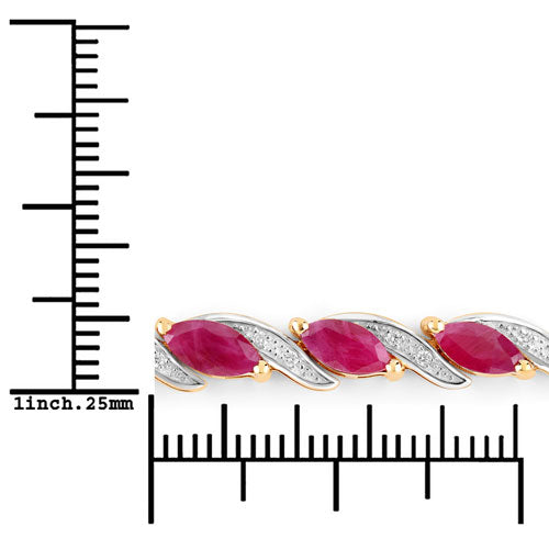 Bids.com 7.78 Carat Genuine Ruby and White Diamond 10K Yellow Gold Bracelet Bracelets