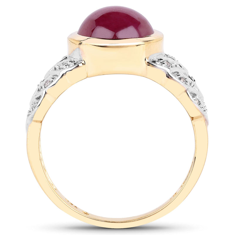 Bids.com 5.11 Carat Glass Filled Ruby and White Topaz .925 Sterling Silver Ring Rings