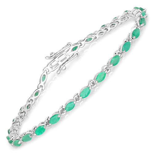 Bids.com 3.24 Carat Genuine Zambian Emerald .925 Sterling Silver Bracelet Bracelets