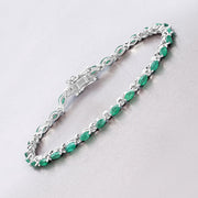 Bids.com 3.24 Carat Genuine Zambian Emerald .925 Sterling Silver Bracelet Bracelets